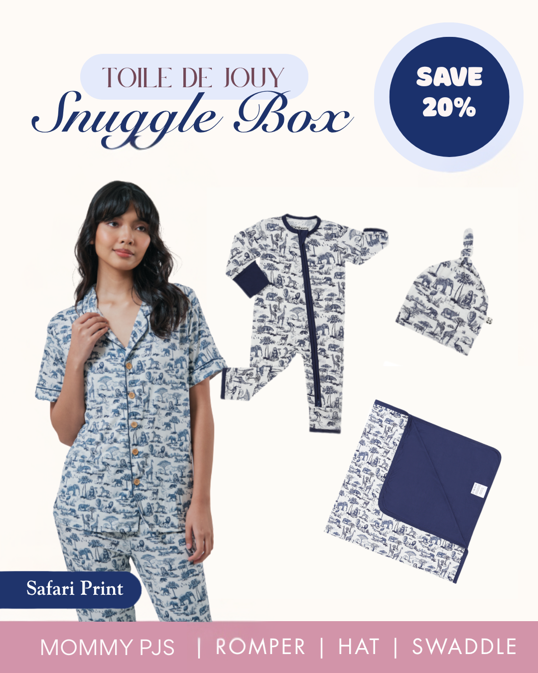Toile De Jouy: Mommy & Me Baby Set - Safari