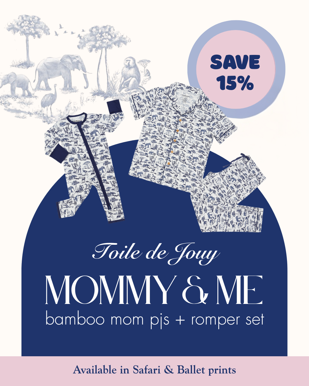 Toile De Jouy: Mommy & Me Baby Set