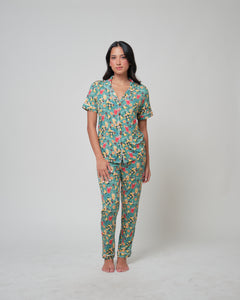 Unisex Short Sleeves Button Down PJ Set, La Dolce Vita