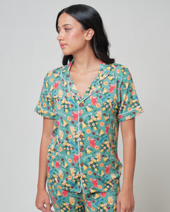 Unisex Short Sleeves Button Down PJ Set, La Dolce Vita