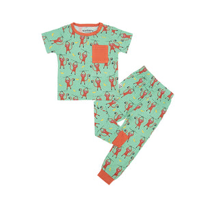 Short Sleeves Kids PJ Set, Monkey